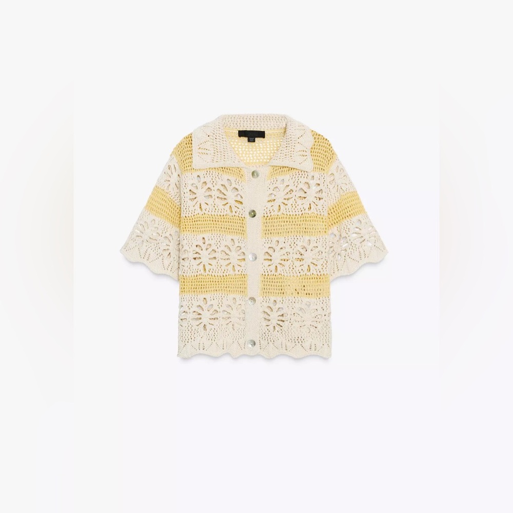 Zara POINTELLE KNIT TOP